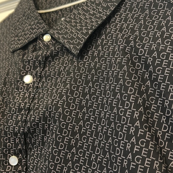 Karl Lagerfeld men’s medium snap button down black long sleeved shirt - Picture 2 of 4